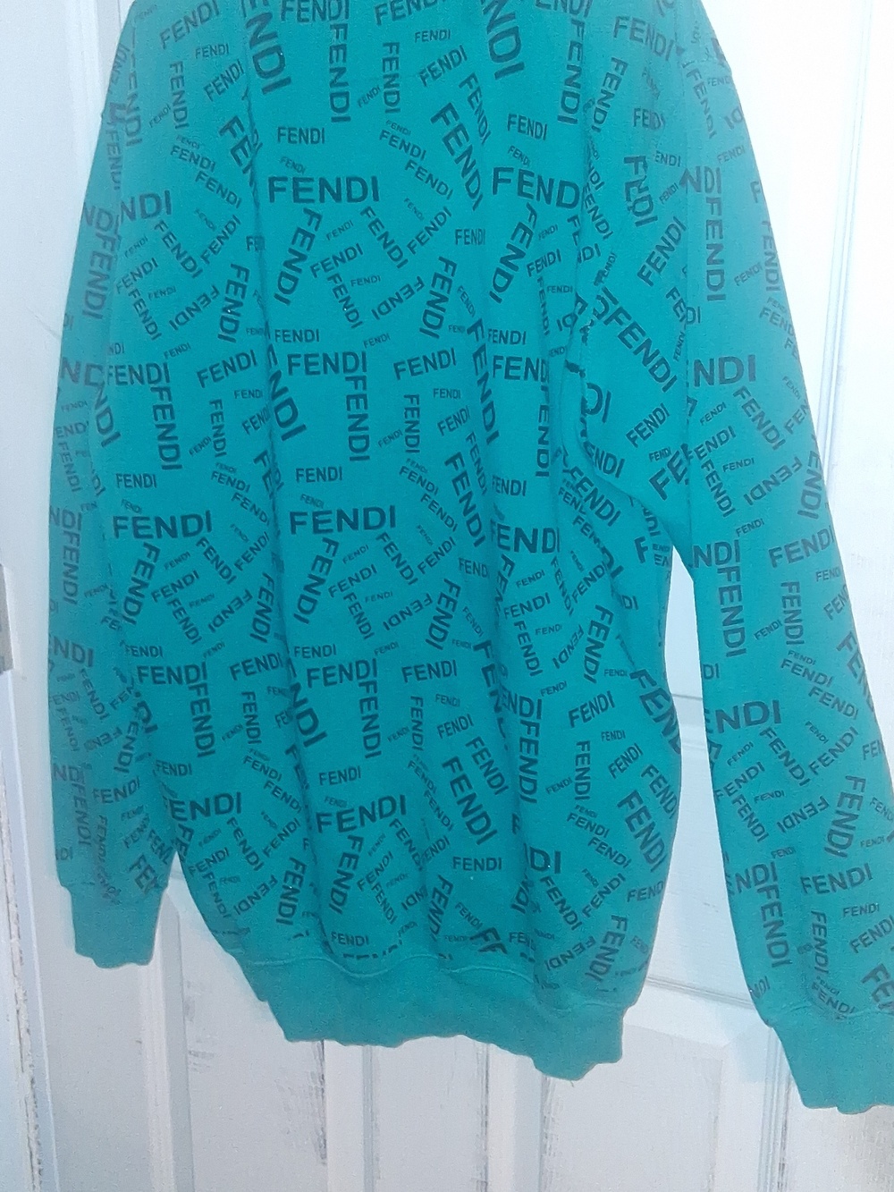 Fendi Teal Allover Logo Zip Hoodie - Picture 4 of 5